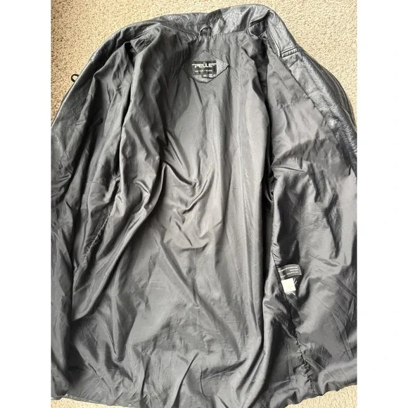 Vintage 90s Pelle Leather Jacket Mob Wife Aesthetic Black Soutache BlazerSz M